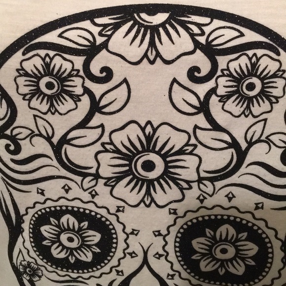 Midnight Hour Glitter Sugar Skull White Tanktop - Picture 5 of 7